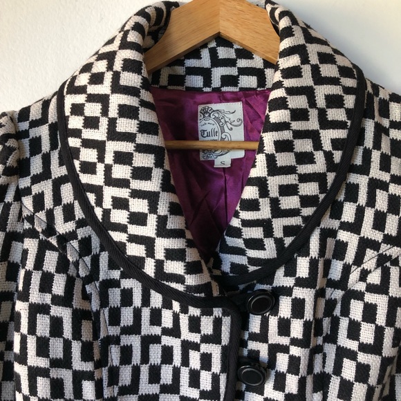 Tulle black and white retro inspired jacket Small - Picture 5 of 8